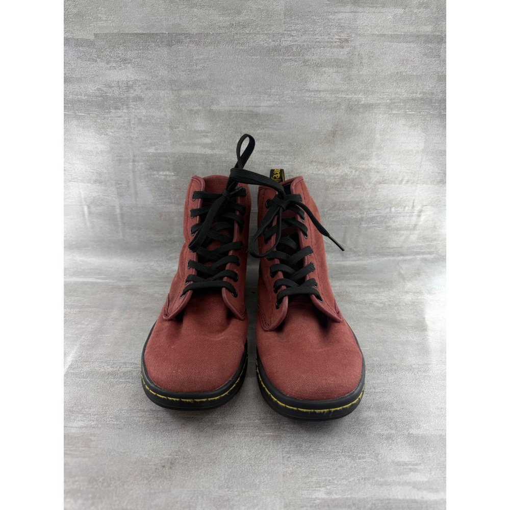 Dr. Martens Shoreditch Canvas 7-Eye Boots Burgundy Women Sz 7 AW004 SK04R
